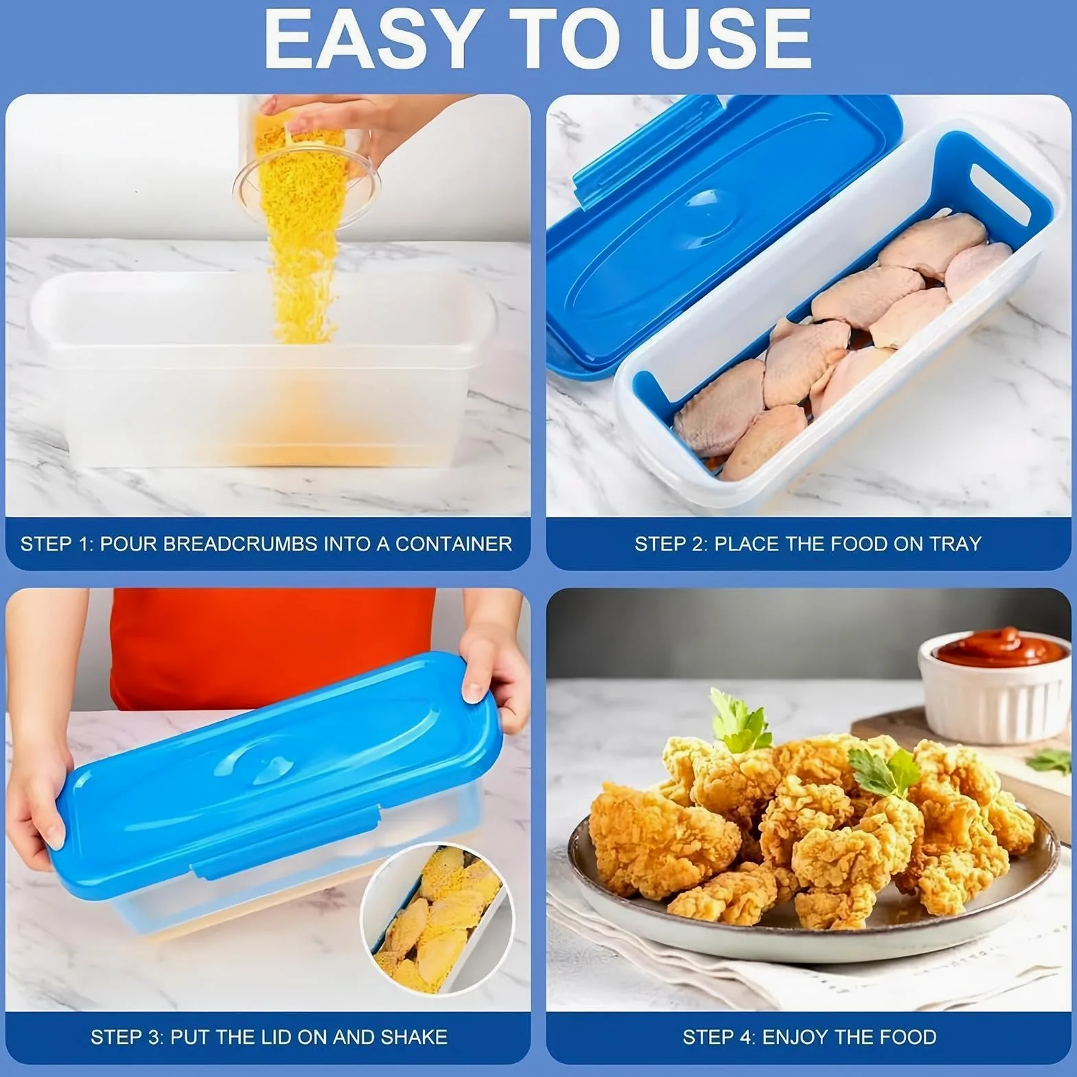 Genérico Bol Agitador Para Empanar Con Tapa 2 Piezas Utensilios Cocina | Tapa Para Cuenco Rebozador Pescado para Alitas Pollo Aros Verduras y Cocina Comedor Restaurante