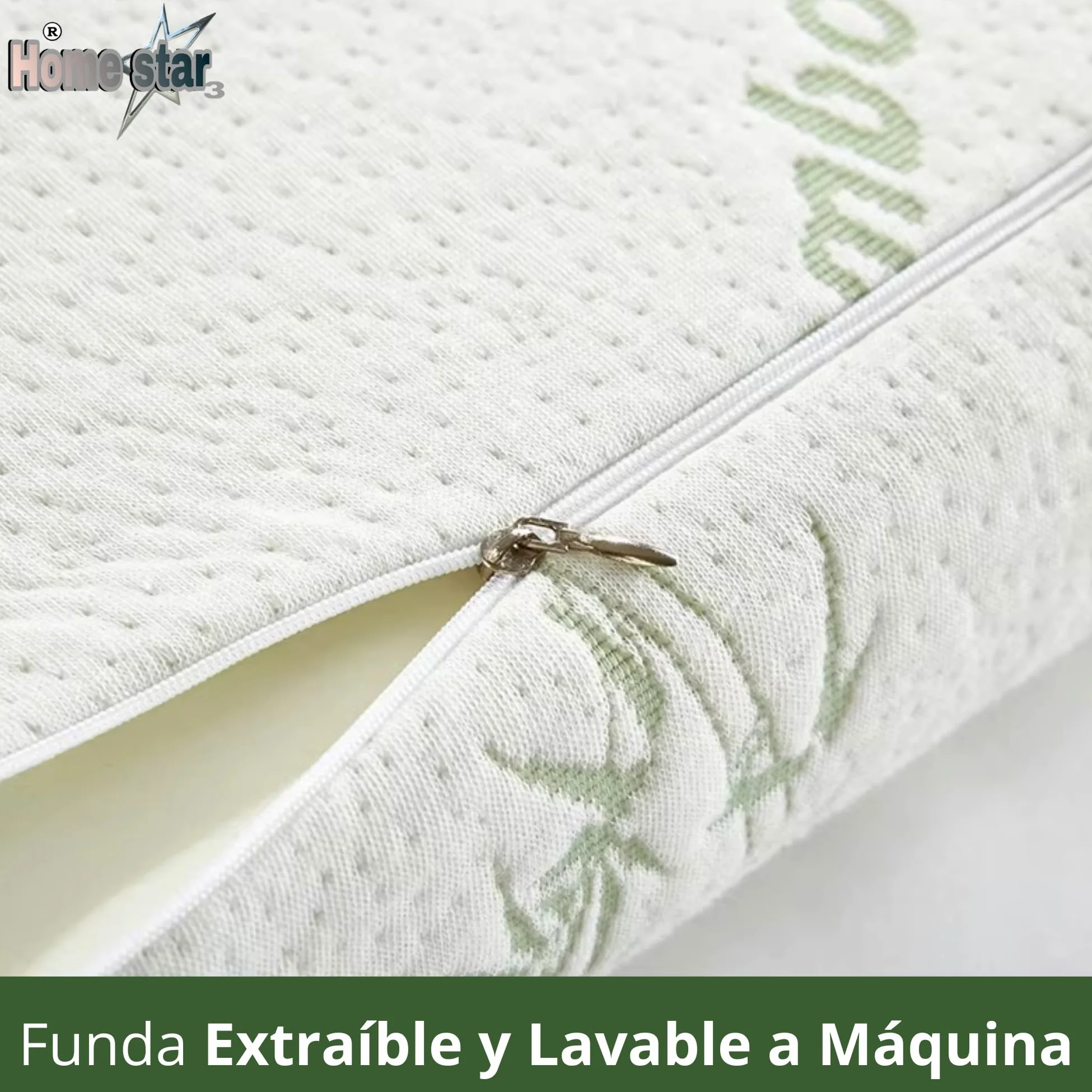 Almohada Cervical 2 en 1, Viscoelástica Memory Foam, Doble Altura Ergonómica, Alivia el Dolor Cervical, Dormir de Lado y Boca Arriba, Funda de Bambú Lavable, 60x40 cm