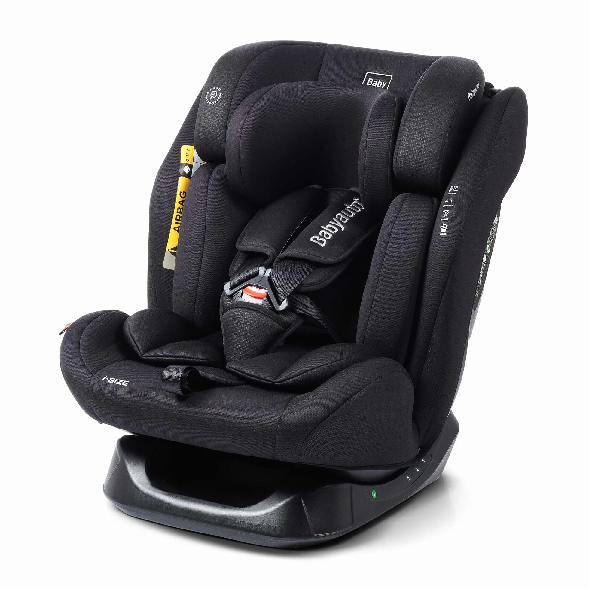 BABYAUTO - Silla de coche sin isofix LOLO 40-150cm – Edad: desde el nacimiento hasta los 12 años –I-size – Acontramarcha hasta los 105 cm, 4 años aprox - Sin Isofix (BLACK EMBOSSED)