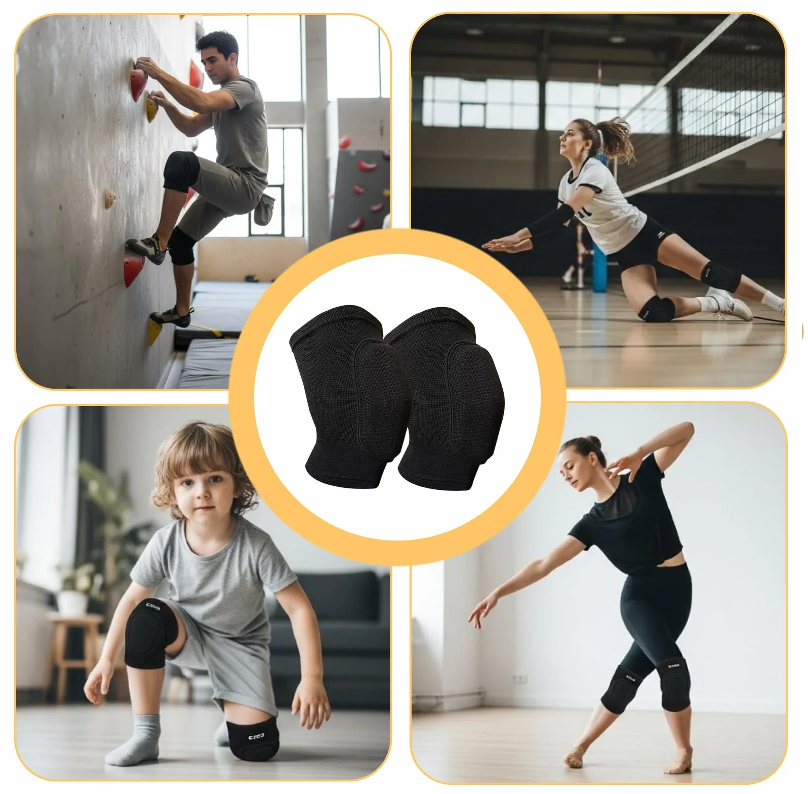 Rodilleras para bailar niños elásticas voleibol amortiguadoras acolchado EVA protección rodilla
