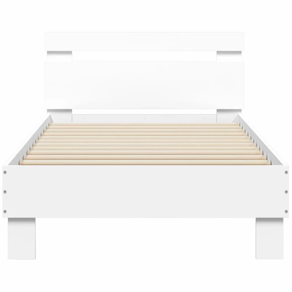 vidaXL Cama con Cabecero, Somier de Invitados, Armazón Marco de Cama, Mueble para Dormitorio Hogar, Madera de Ingeniería Blanca 90x190 cm