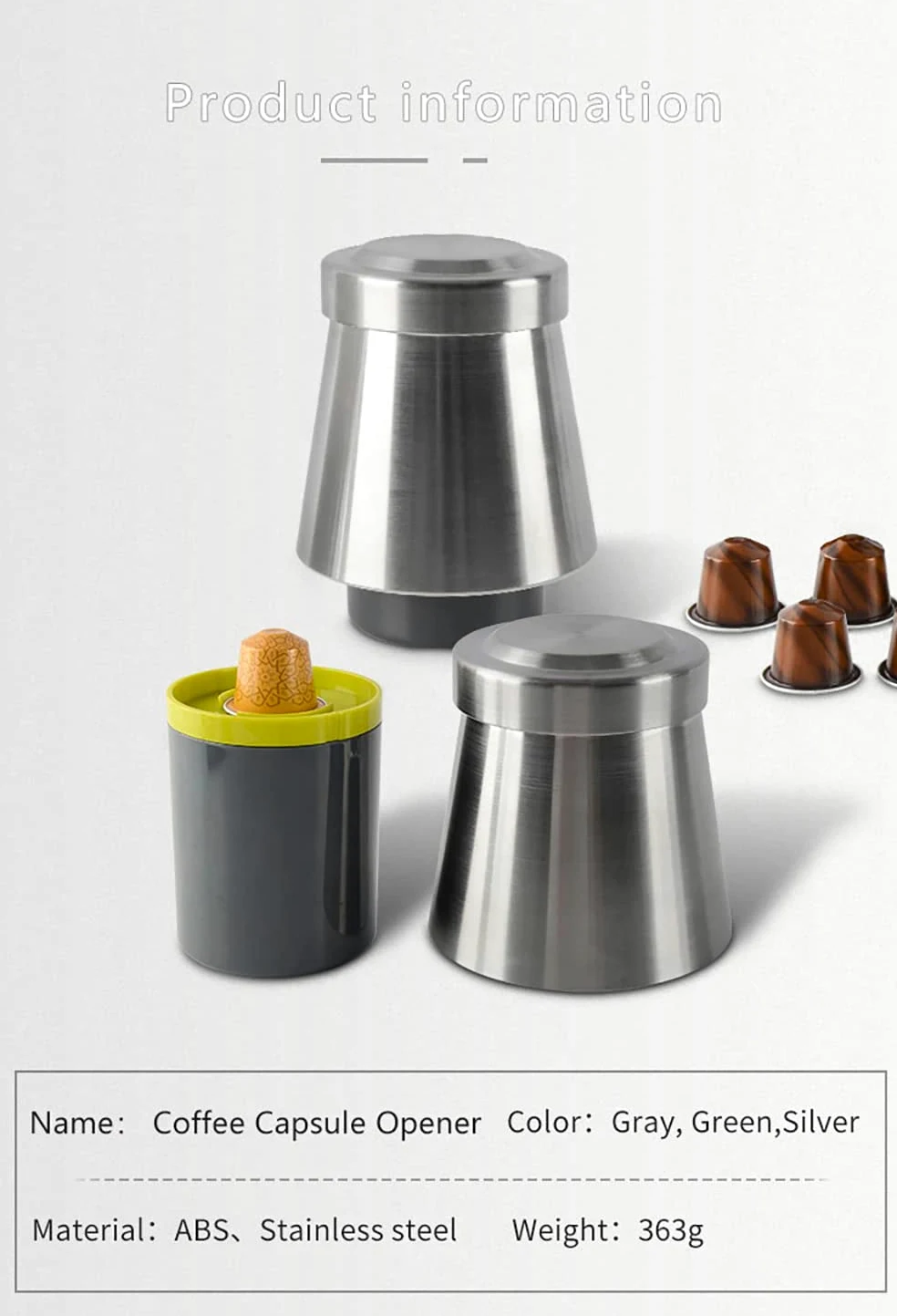 Herramienta de reciclaje de cápsulas de café, abridor de vaciado de cápsulas de café, compatible con cápsulas Nespresso de aluminio, respetuoso con el medio ambiente