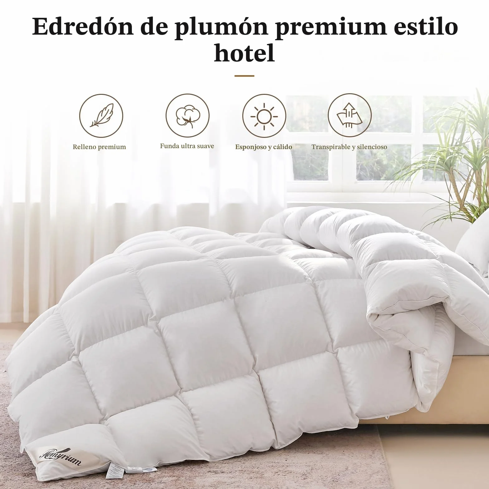 Homyrium Edredon Cama 180 de Plumón Edredón Relleno Nordico Cama 180 de Plumas 260x240cm para Todas Las Estaciones Peso del Relleno: 2500g Lavable, Transpirable, Certificado Oeko-Tex y RDS