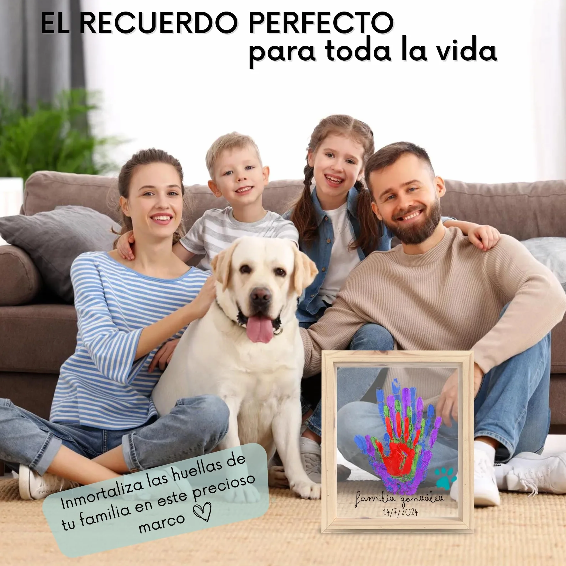 Kit huellas familia con pinturas marco huellas bebé recién nacido regalo original recuerdo padres hijos decoración hogar