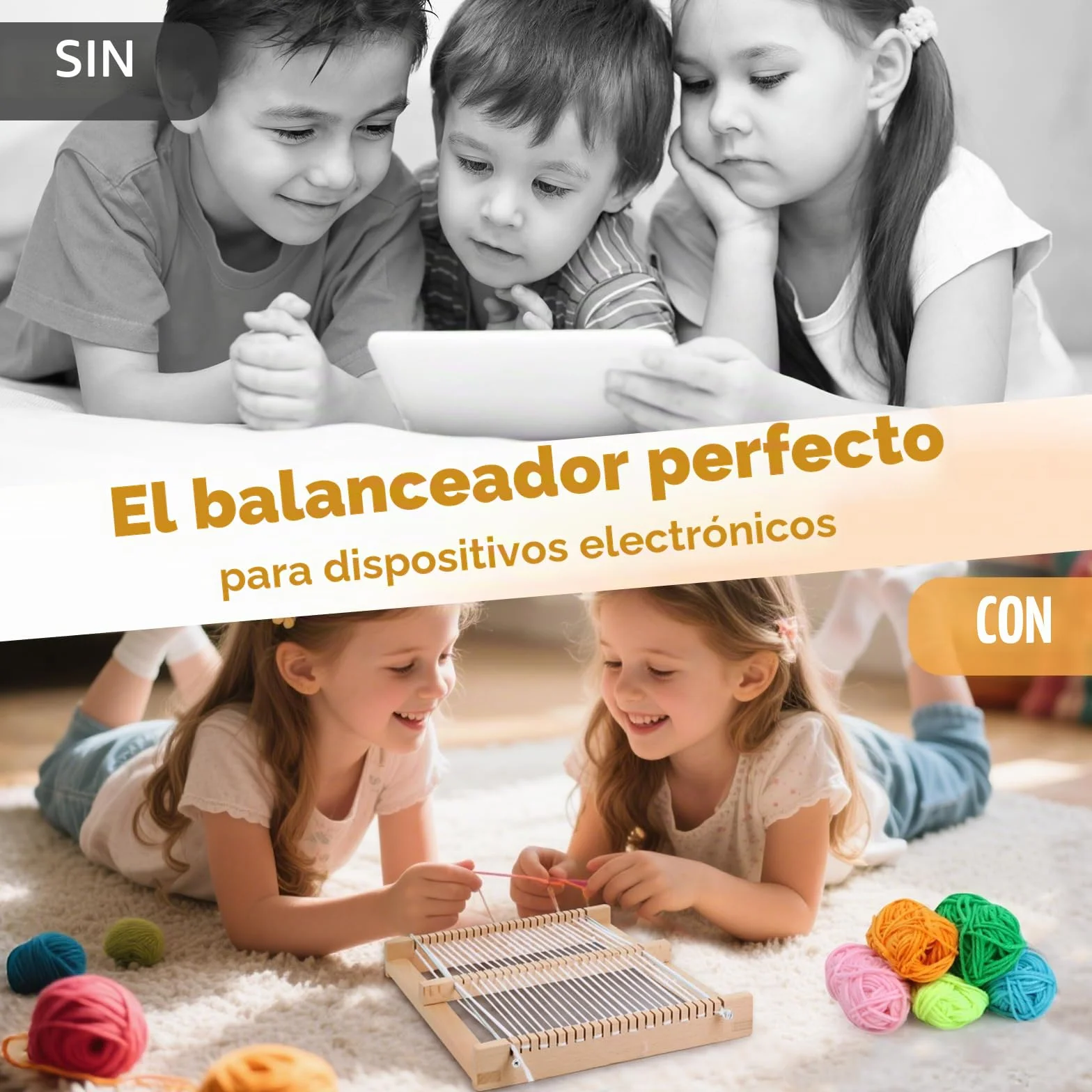 BSTDAYEVER Marco de Telar para Niños Marco Tejer Niños 19x29cm Kit Maquina de Tejer Madera Contiene 12 Hilos de Colores para Principiantes y Niño