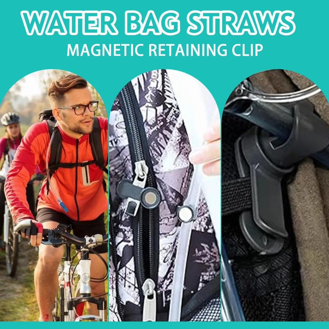 3 clips magnéticos para tubo de hidratación, clip para tubo de hidratación, clip para tubo de hidratación, bolsa de agua magnética para mochila, bicicleta, correa de hombro desmontable