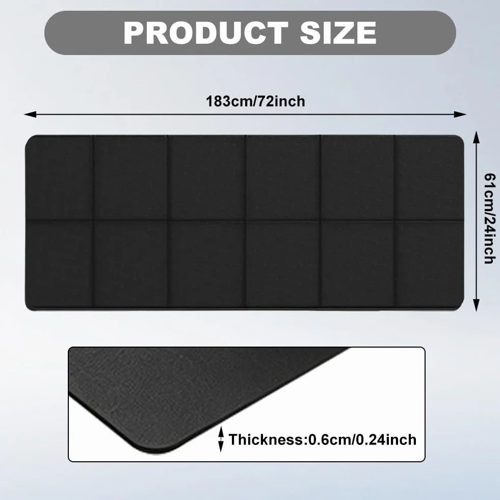 Alfombrilla para cinta de correr, 183 x 61 cm, plegable, esterilla de protección para el suelo, esterilla de fitness para aparatos de fitness, 6 mm de grosor, insonorizante, para cinta de correr