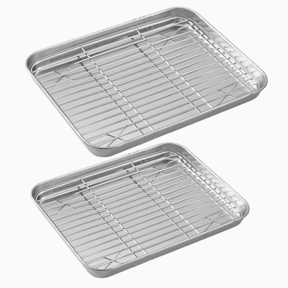 Gatuida 2juegos Bandejas Para Hornear Con Rejilla Para Enfriar Bandejas De Acero Inoxidable Para Hornear Pan Para Con Rejilla Para Cocinar El Horno