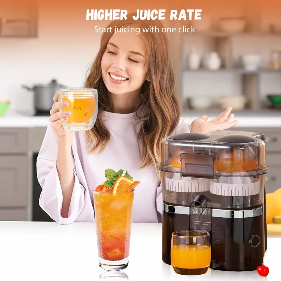 Prensa de cítricos eléctricos, 100 W Presor Cítrico Eléctrico (Gris) | Doble Cabeza y Cortador Juicer Naranja Máquina,Jugo de Fruta De Naranja Automático,Lavavajillas Lavadoras