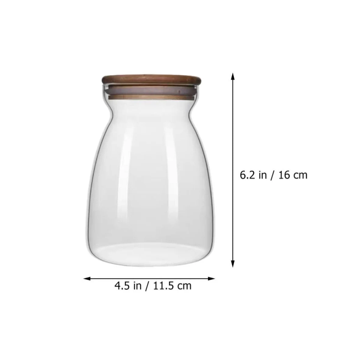MAGICLULU Recipientes de Vidrio Borosilicato 2 Piezas Tapa de Madera y Silicona Capacidad 1000ml para Almacenamiento de Alimentos y Granos para Escritorio