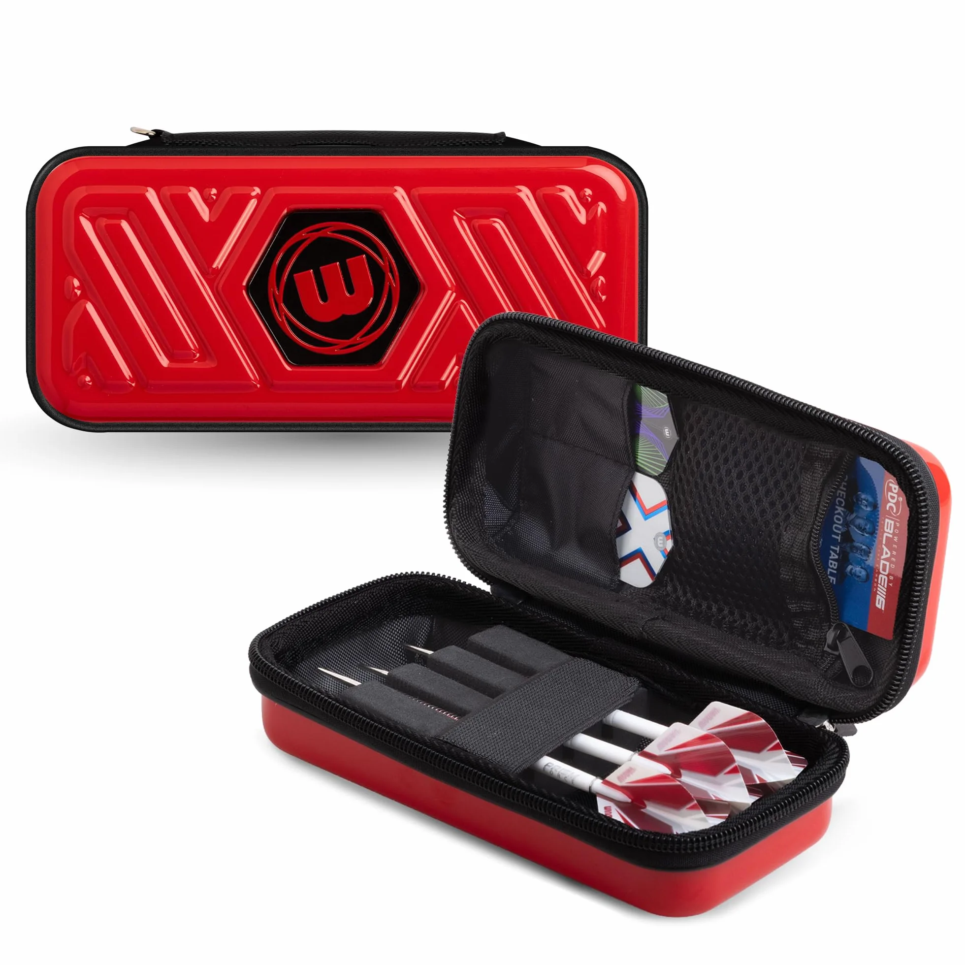 WINMAU Armor Darts Monedero – Estuche para dardos y accesorios completamente montados – Resistente a los golpes, extremadamente duradero y seguro, rojo, G1