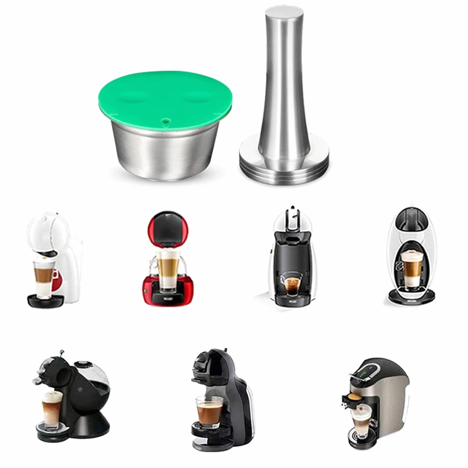 Cocoarm Cápsula de café de Acero Inoxidable Kit de Cápsulas de café Reutilizables con Cuchara Manipuladora Juego de Cepillos para Elaboración de Cerveza Casera Diseño de Acero Inoxidable Duradero