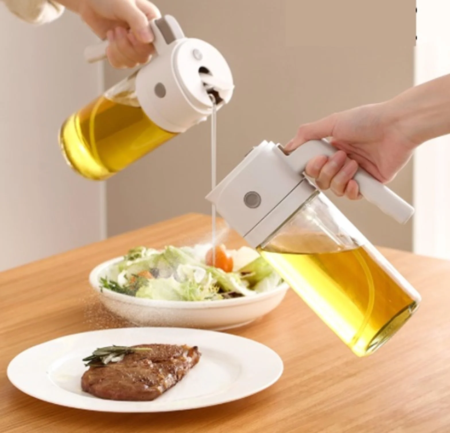 Cocina Dispensador De Aceite Juego De 2 Botellas Rociadoras Aptas For Freidoras De Aire, Ensaladas, Freír Y Asar A La Parrilla. Pulverizador Aceite Spray