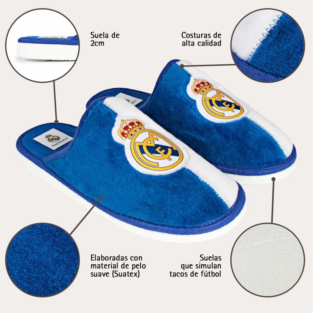 MARPEN SLIPPERS, Zapatillas de casa Real Madrid CF Oficiales Temporada 24/25 para Hombre o Mujer, Ligeras de Invierno