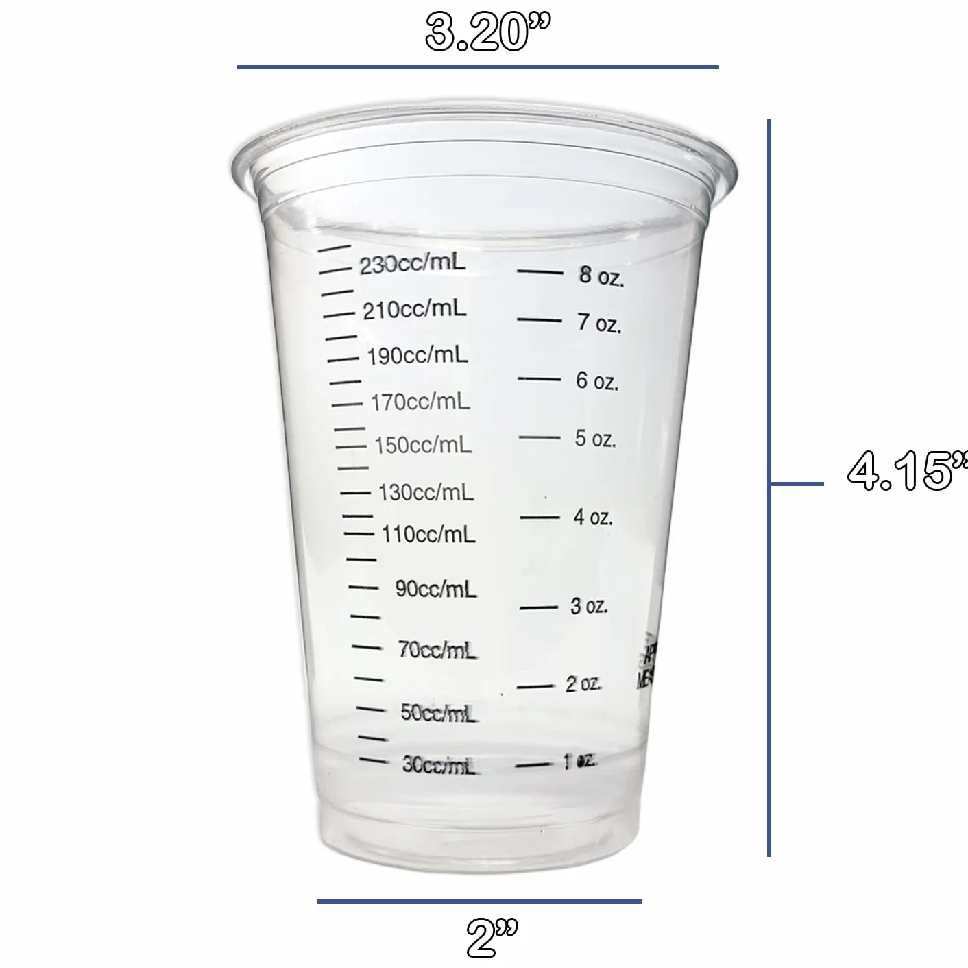 20 vasos desechables de plástico transparente graduado de 8 onzas para mezclar pintura, manchas, resina epoxi
