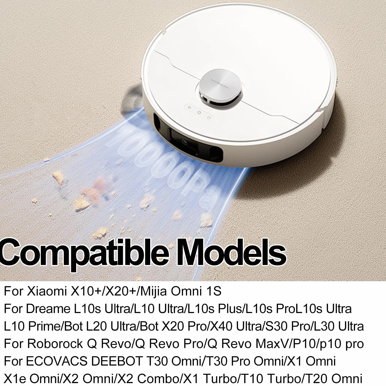 6 Piezas Recambios de Toallitas para Dreame Xiaomi X10+/Dreame L10s Ultra/L10 Ultra/L20 Ultra/L10s Pro/L10 Prime/X40 Ultra/Xiaomi X20+ Robot aAspirador,accesorios de fregona de microfibra lavables