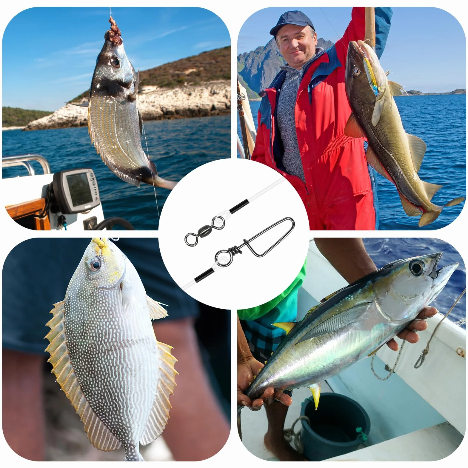 Línea de Líder de Acero de 12 Piezas, Fluorocarbono con Eslabón Giratorio, Accesorios de Pesca para Spinning