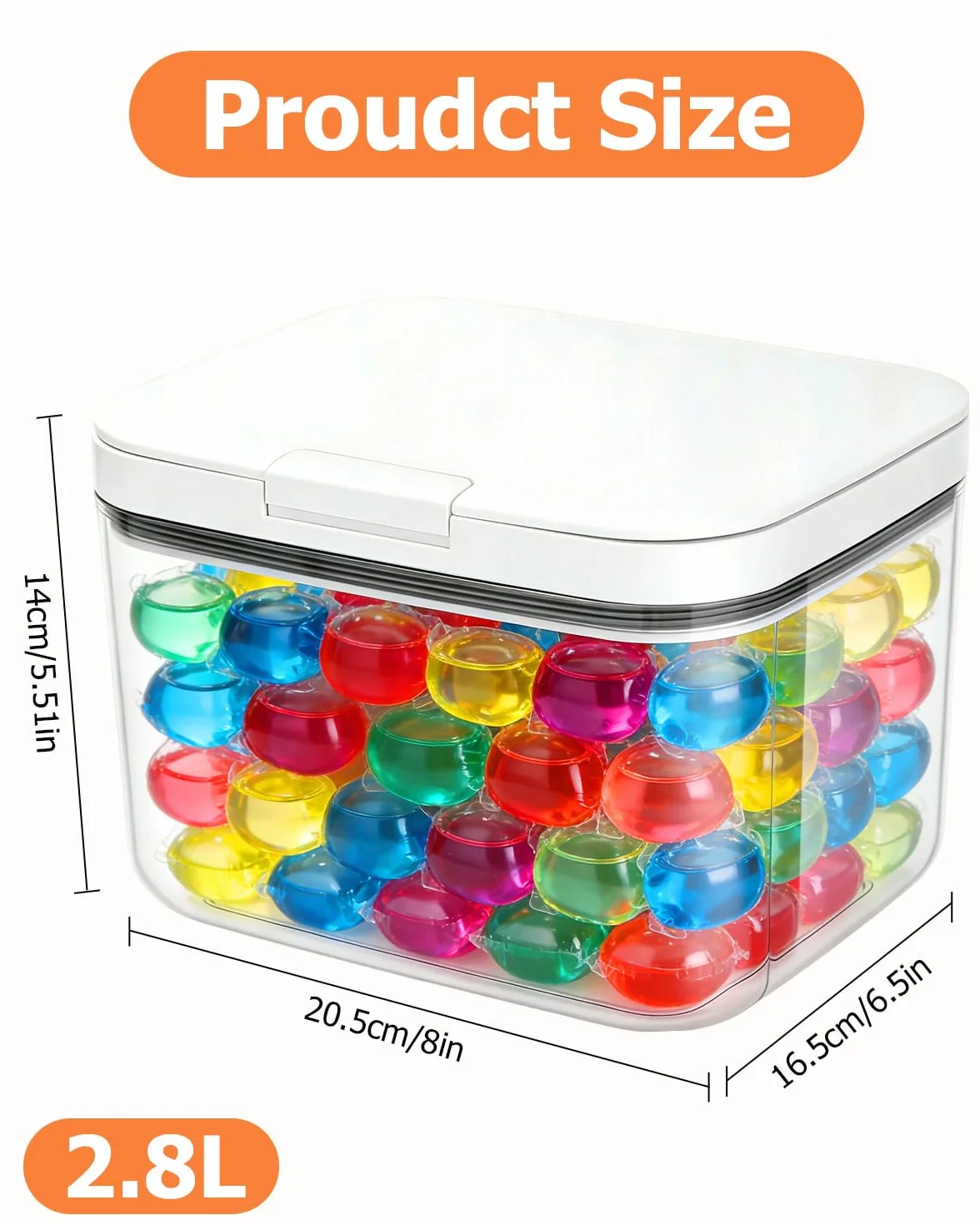 Almacenamiento de detergente, caja de almacenamiento de 2,8 l con tapa, dispensador de detergente en polvo, recipiente para detergente en polvo con tapa hermética, apto para detergente