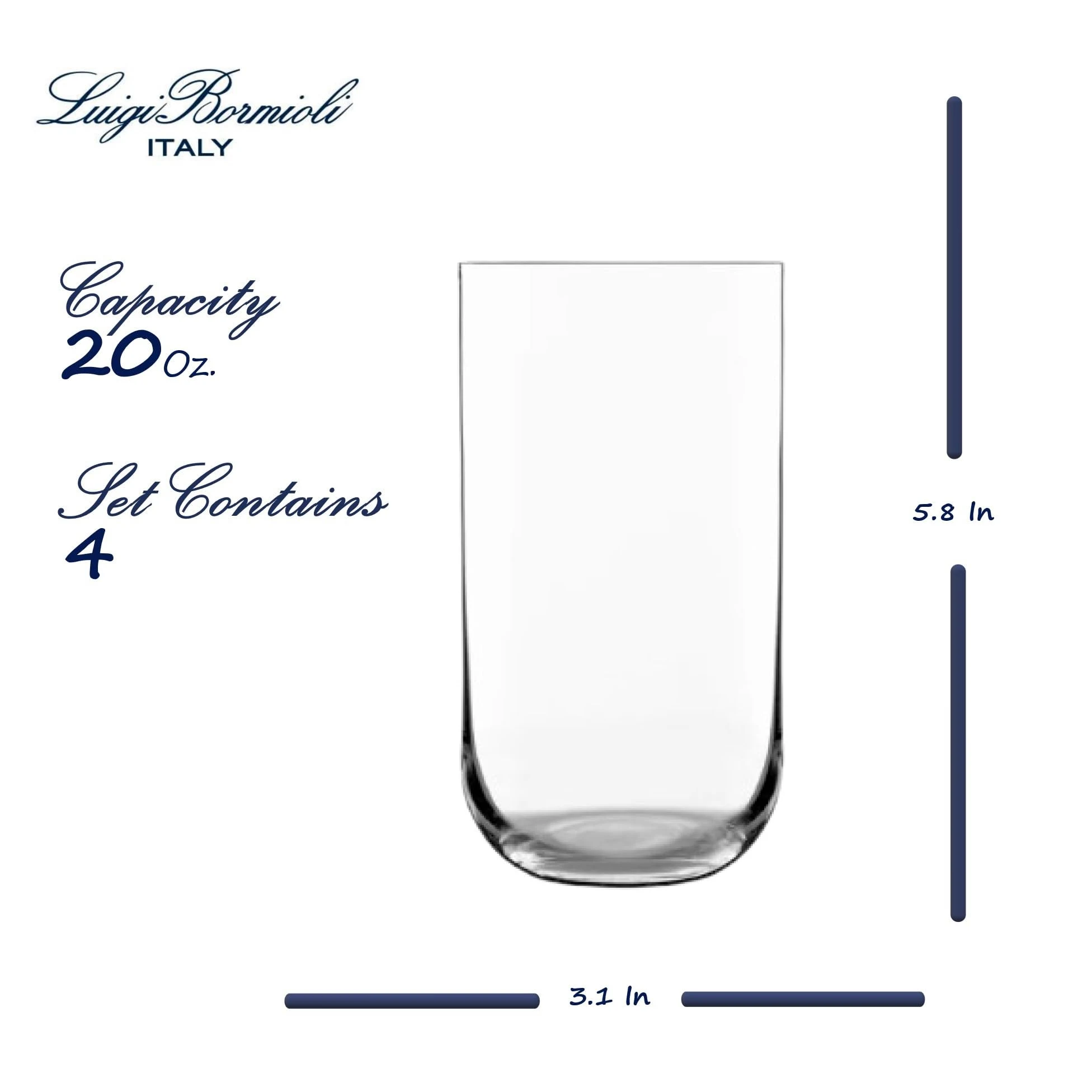 Luigi Bormioli Sublime - Vasos para bebidas (juego de 4), 20 onzas, transparentes