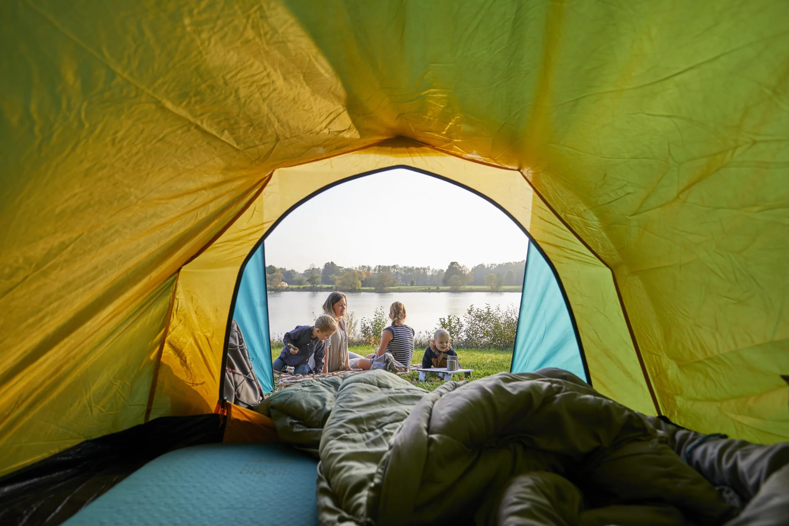 Grand Canyon HATTAN 3.8 KIDS Estera de camping autoinflable 160x51x3,8cm Meadowbrook turquesa