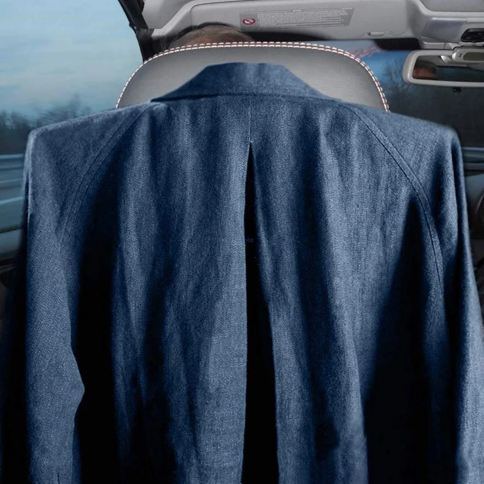 Perchero metálico Ajustable para Coche - Perchero de Acero Inoxidable de Primera Calidad para Trajes, Camisas y Chaquetas - Diseño Que Ahorra Espacio para Uso Diario y de Viaje.