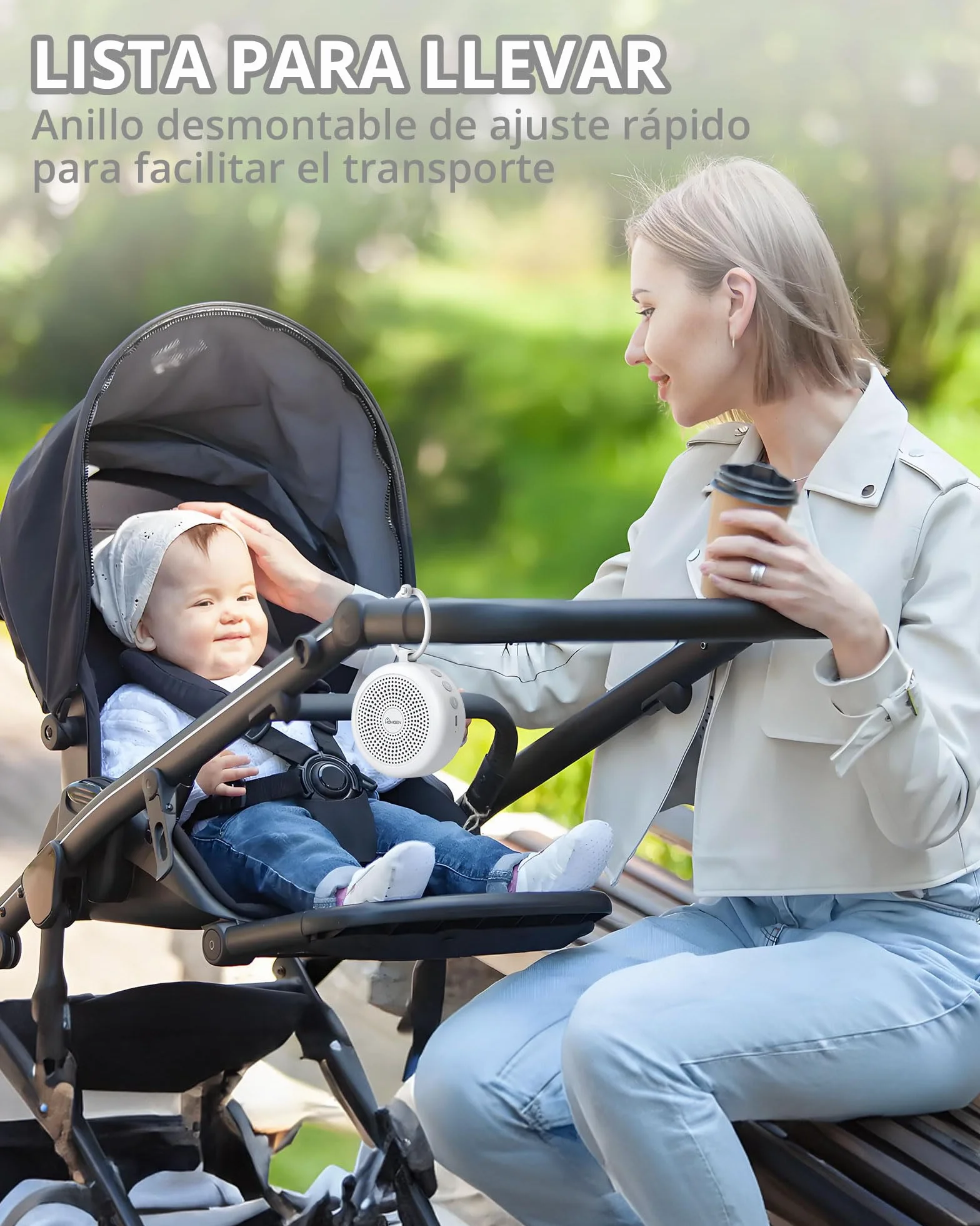 HOMGEN Máquina de Ruido Blanco 24 Sonidos Relajantes Luz Nocturna Multicolor Temporizador Recargable USB-C Ayuda para Dormir Antillanto Bebés Niños Adultos