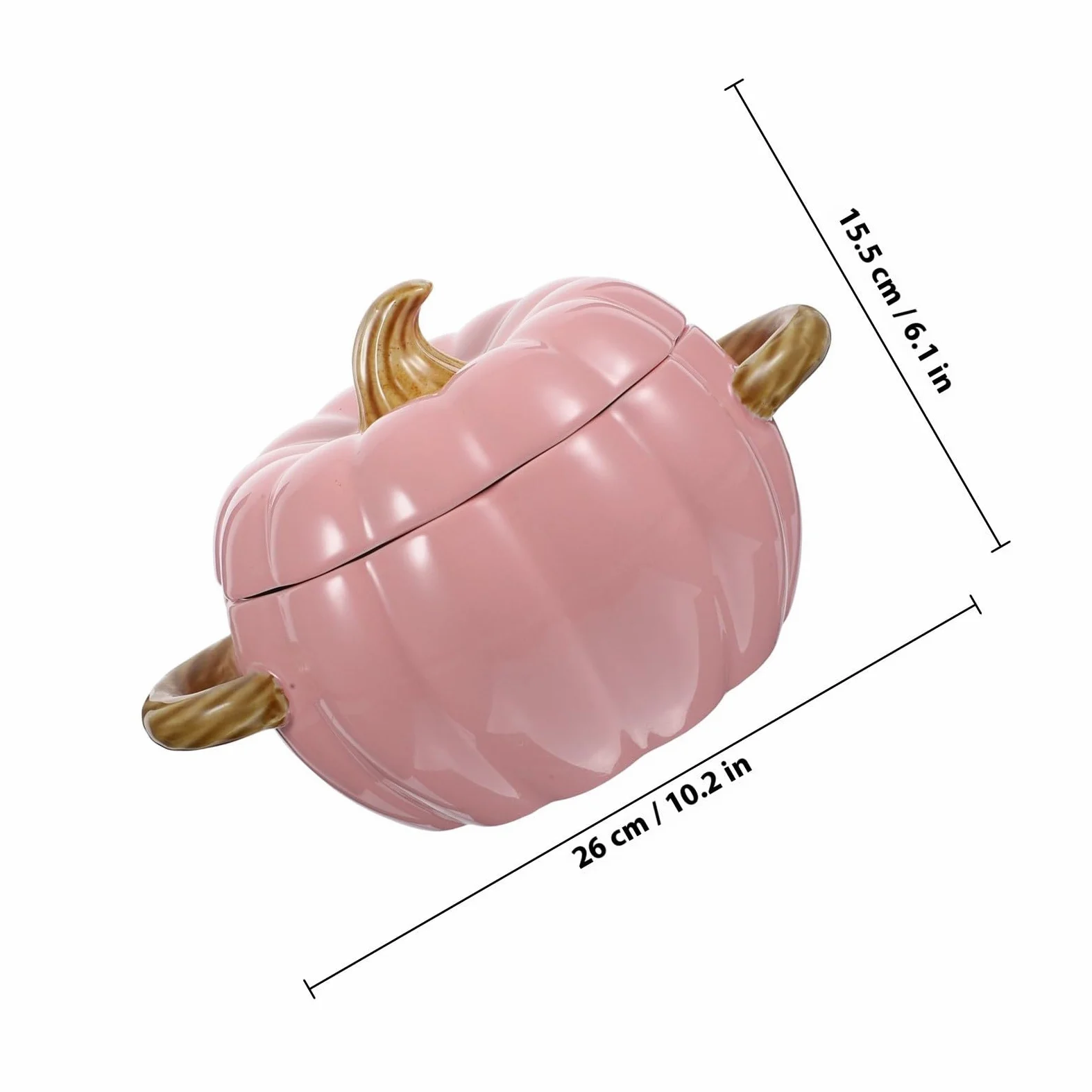 Healvian Tazón de Sopa de Calabaza de Cerámica con Doble Asa y Tapa, Capacidad 1500ml, Ligero y Decorativo para Camping y Estudio