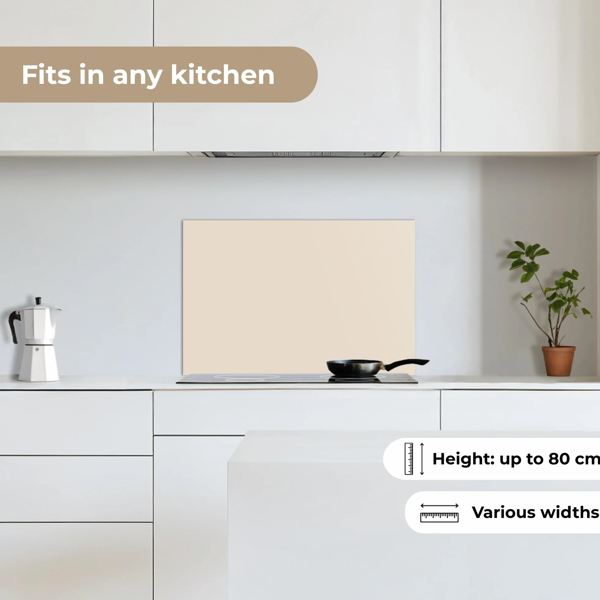 KitchenYeah© Antisalpicaduras Cocina 40x60 cm Adhesivo Salpicadero Protector Salpicaduras Sink Splash Guard Luz - Beige - Color - Sólido