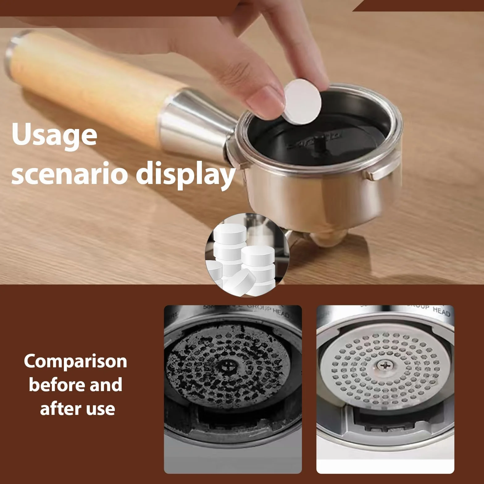 Pastillas de Limpieza para Máquinas de Café Espresso, 16 Unidades Fórmula Eficaz para Eliminar Residuos y Aceites, Mantén tu Máquina en Óptimas Condiciones y Mejora el Sabor del Café