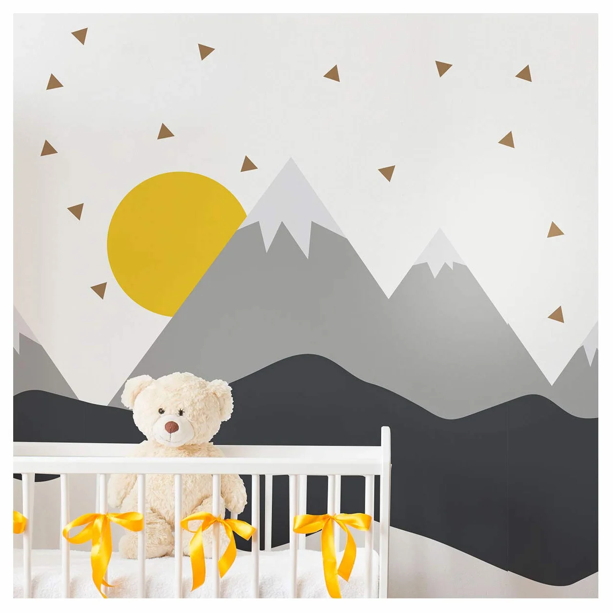 Ambiance - Pegatinas de pared para niños, decoración de habitación de bebé, adhesivo de pared, adhesivo, diseño de montaña escandinava, 80 x 120 cm