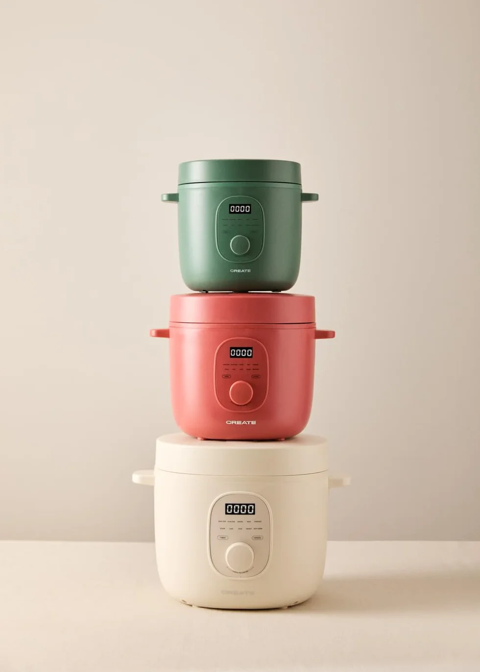 CREATE/RICE COOKER STUDIO/Arrocera eléctrica multifunción 1,2L blanco roto/Programable hasta 24h, con cesta vaporera, prepara tartas, guisos o sopas, función de mantener el calor, 300W