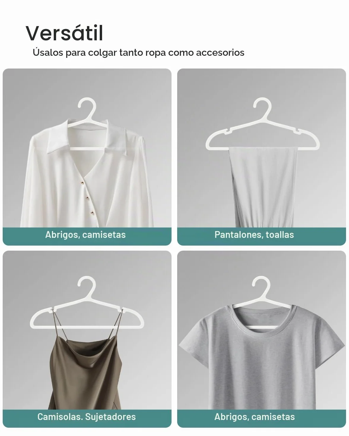 ABHENG 80 Perchas de Plástico, Ahorro de Espacio, Resistentes, Antideslizantes, para Camisas, Camisetas, Trajes, Blusas, Pantalones, Chaqueta y más, 41.7 x 0.4 x 24 cm, Blanco, APY0580W