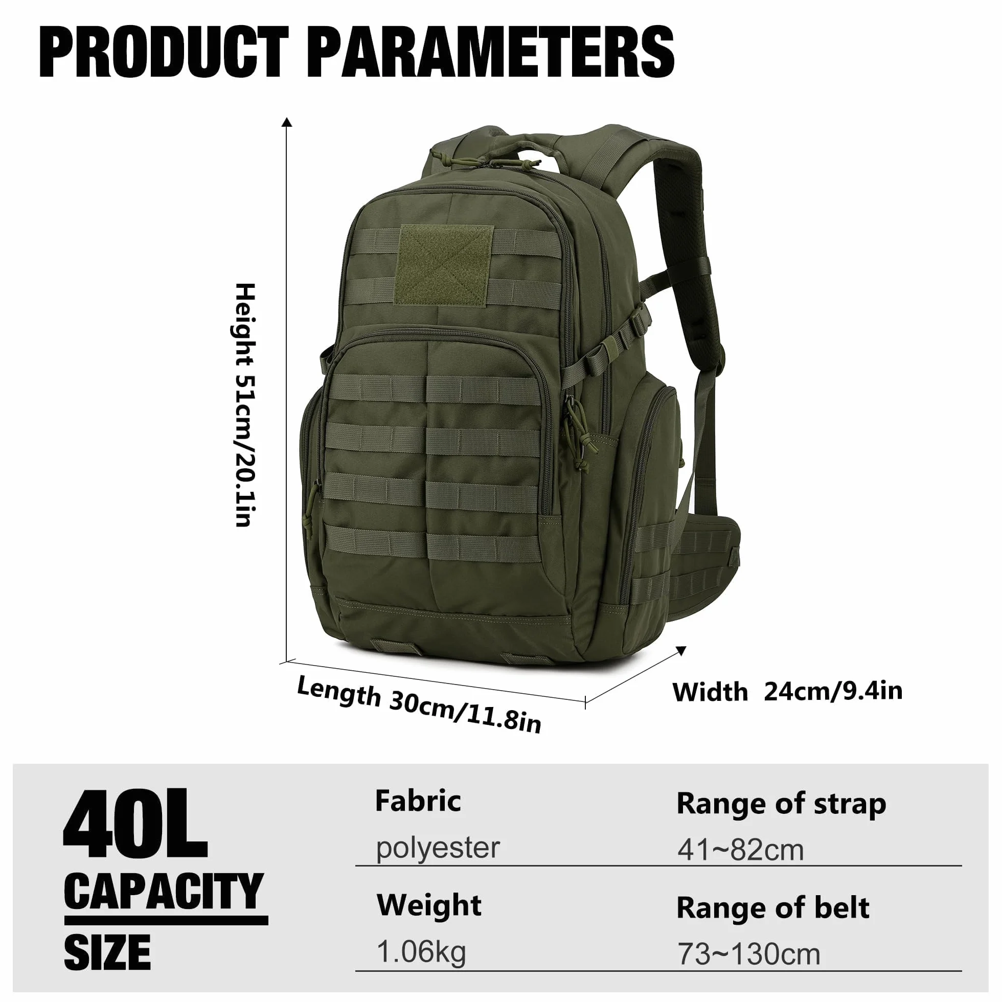 Mardingtop Mochila Militar Táctica 25L 40L MOLLE Senderismo Camping