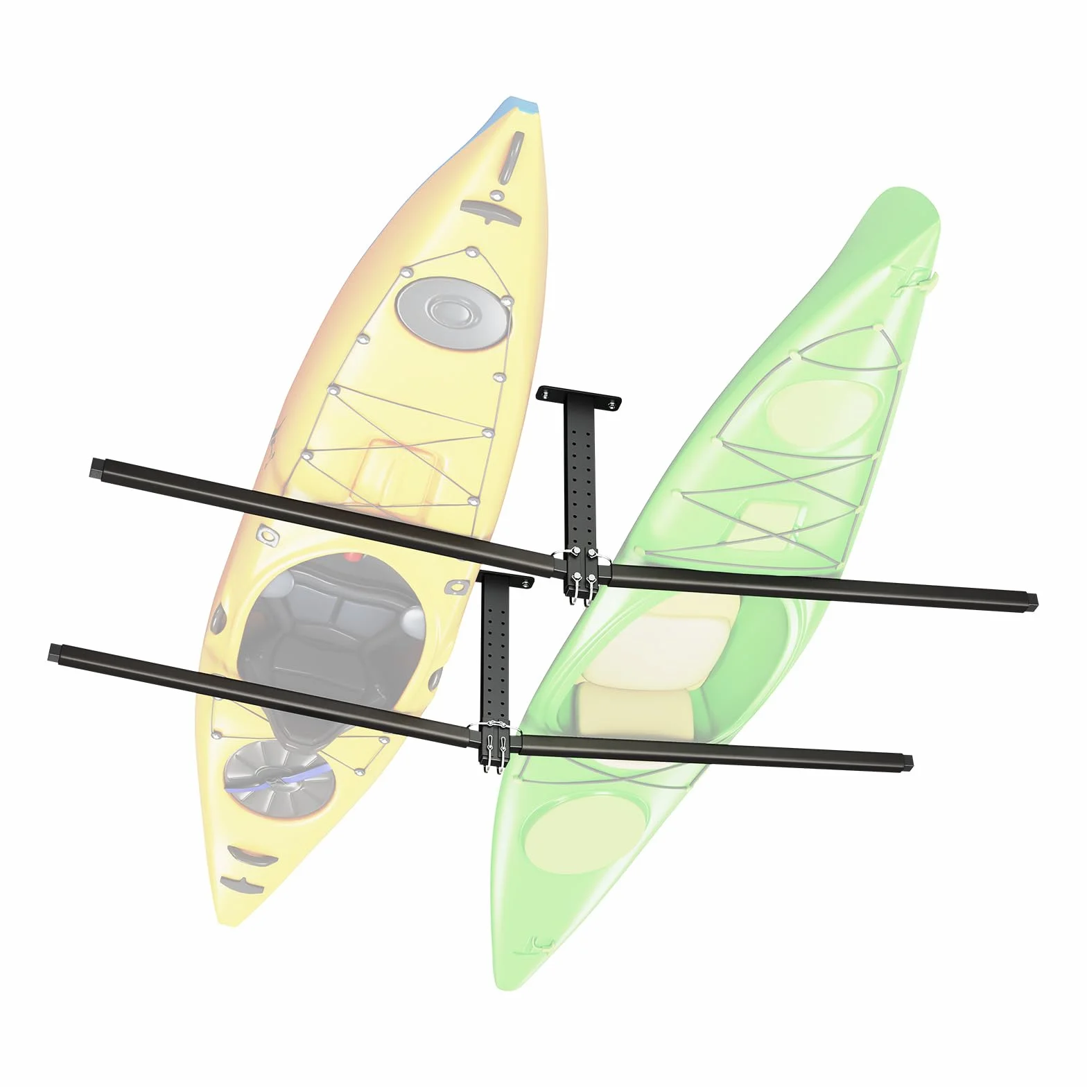 VEVOR Estante de Techo para 2 Kayaks, Capacidad 113,4 kg, Altura Ajustable, Colgador de Almacenamiento
