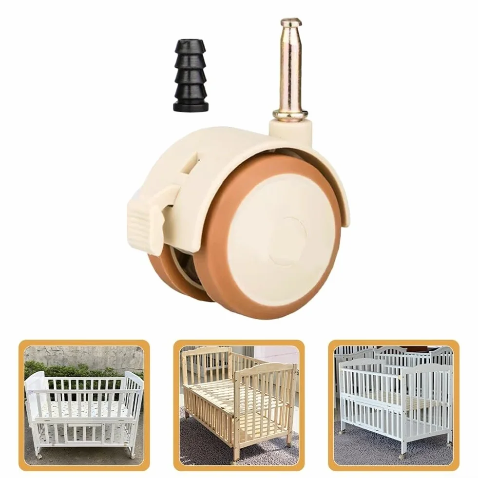 Juego de 4 Ruedas Giratorias para Muebles de Niños, Ruedas de Goma con Frenos Silenciosos