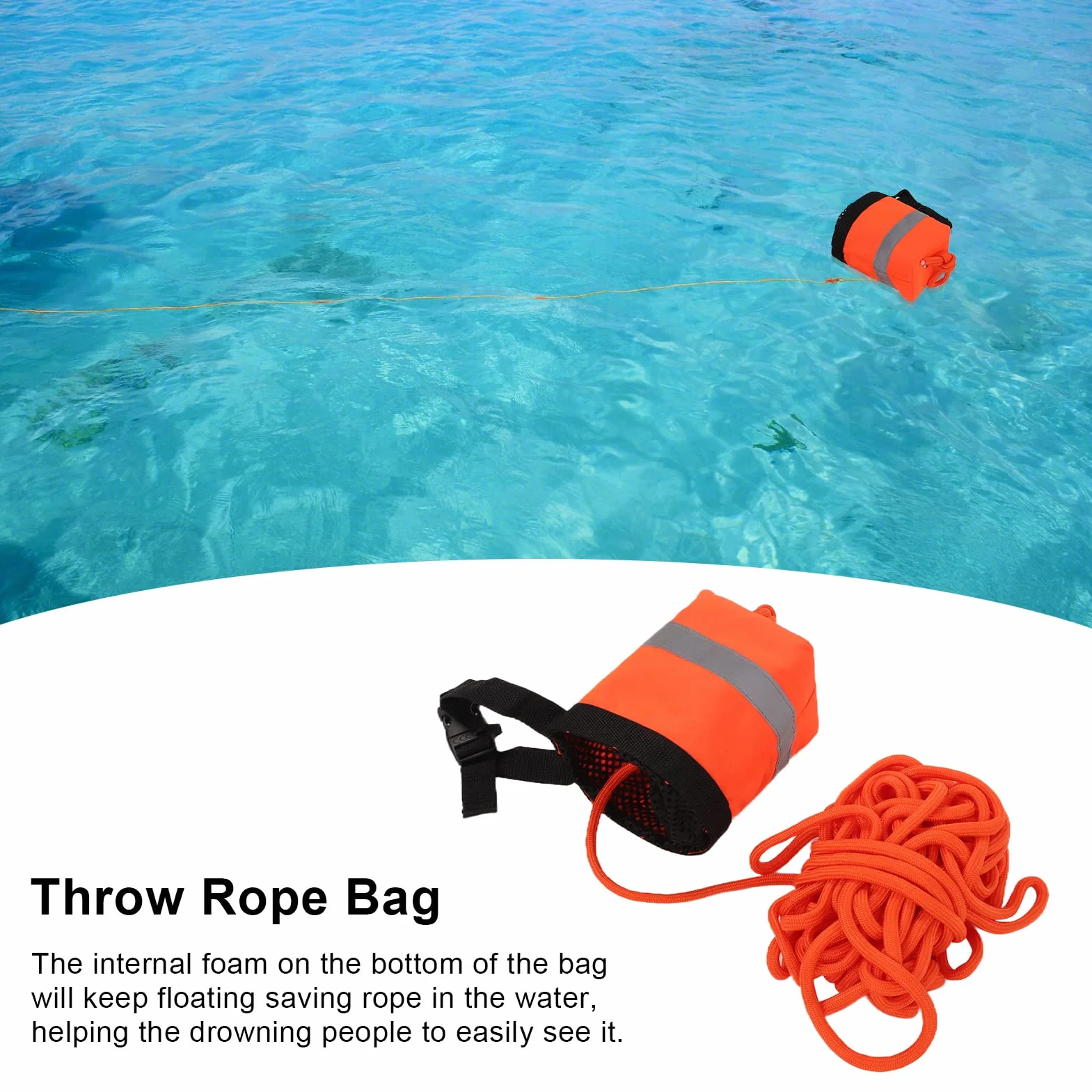 Bolsa de Rescate con Cuerda Flotante 49,2/98,4 pies 3/10 Pulgadas para Kayak Rafting Equipo de Seguridad