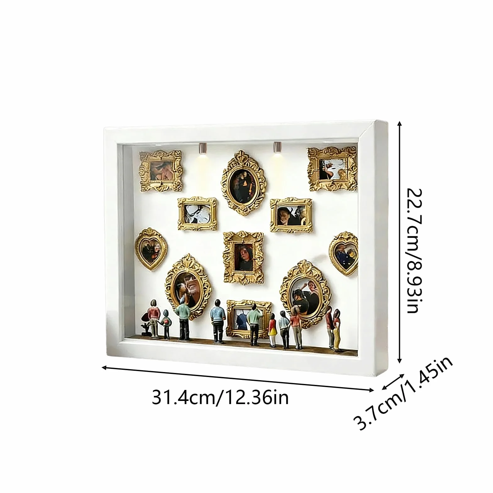 Kit DIY Museum para Parejas - Marco Display Sombra con Figuras miniaturas y Marco Dorado pequeña Sombra Museo DIY | Miniatura para Recuerdos - Mini Museo - Boda Vacaciones