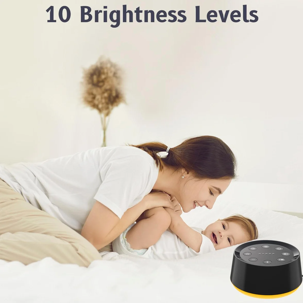 Máquina de sonido con 30 sonidos relajantes, 12 colores, luz nocturna, 36 niveles de volumen, función de memoria