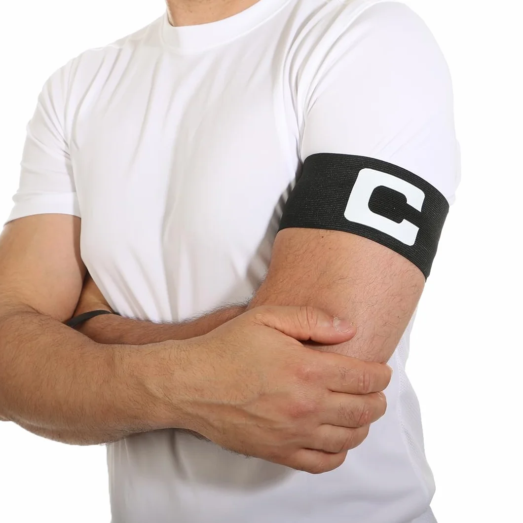 Brazalete de Capitán de Fútbol Adulto Blanco y Negro - 2 Cintas