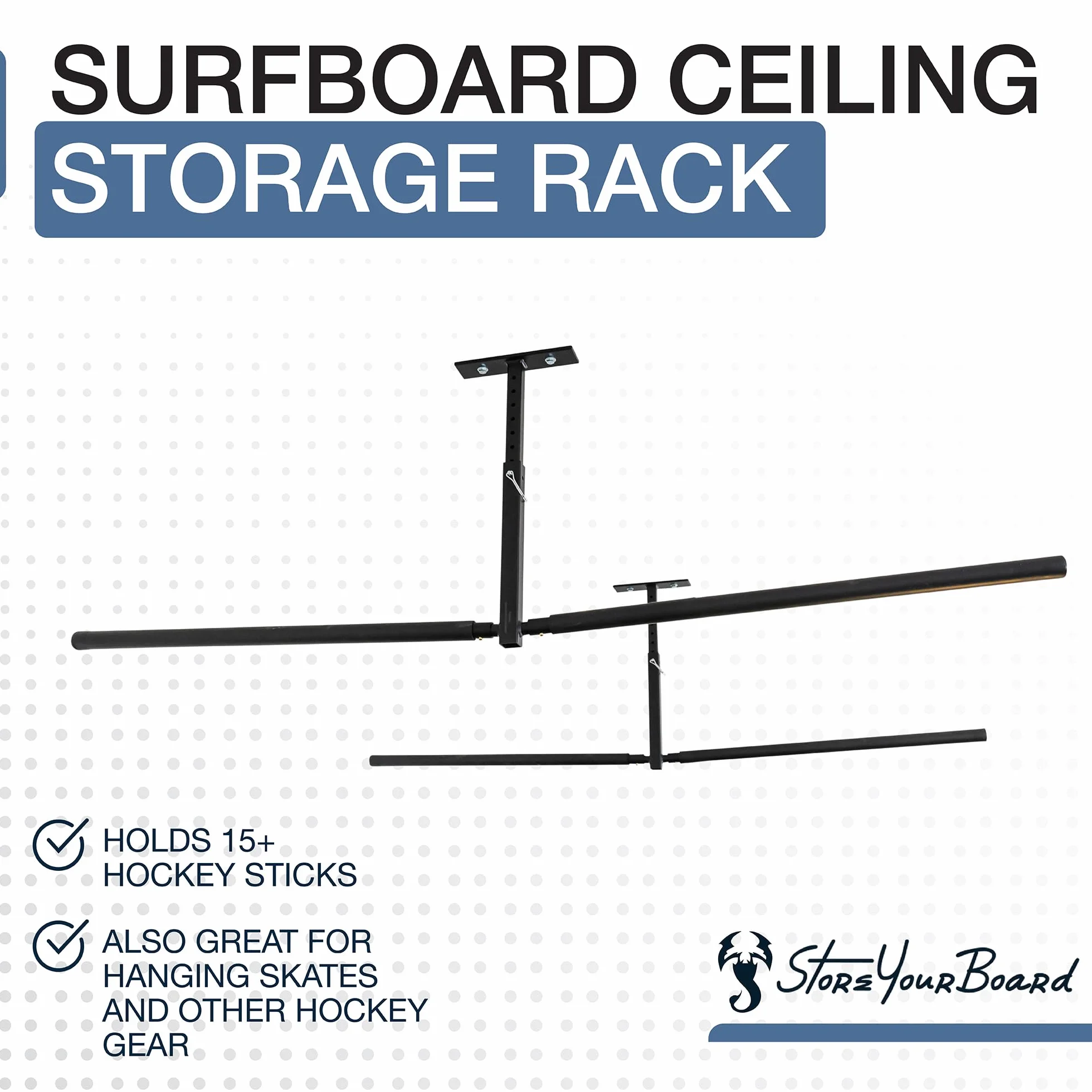 StoreYourBoard Estante Doble de Almacenamiento de Techo para Sup & Surf, Hi Port 2, Brazos de 30 Pulgadas