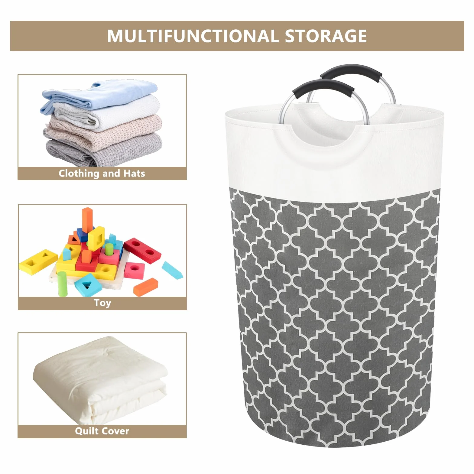 Cesto para Ropa Sucia Grande de 82L, 74x38x38CM Bolsa de Ropa Plegable Transporte Fácil Con Asas de Aluminio Protegidos con Espuma, Cestos para Colada Laundry Basket para Lavadero Baño y Dormitorio
