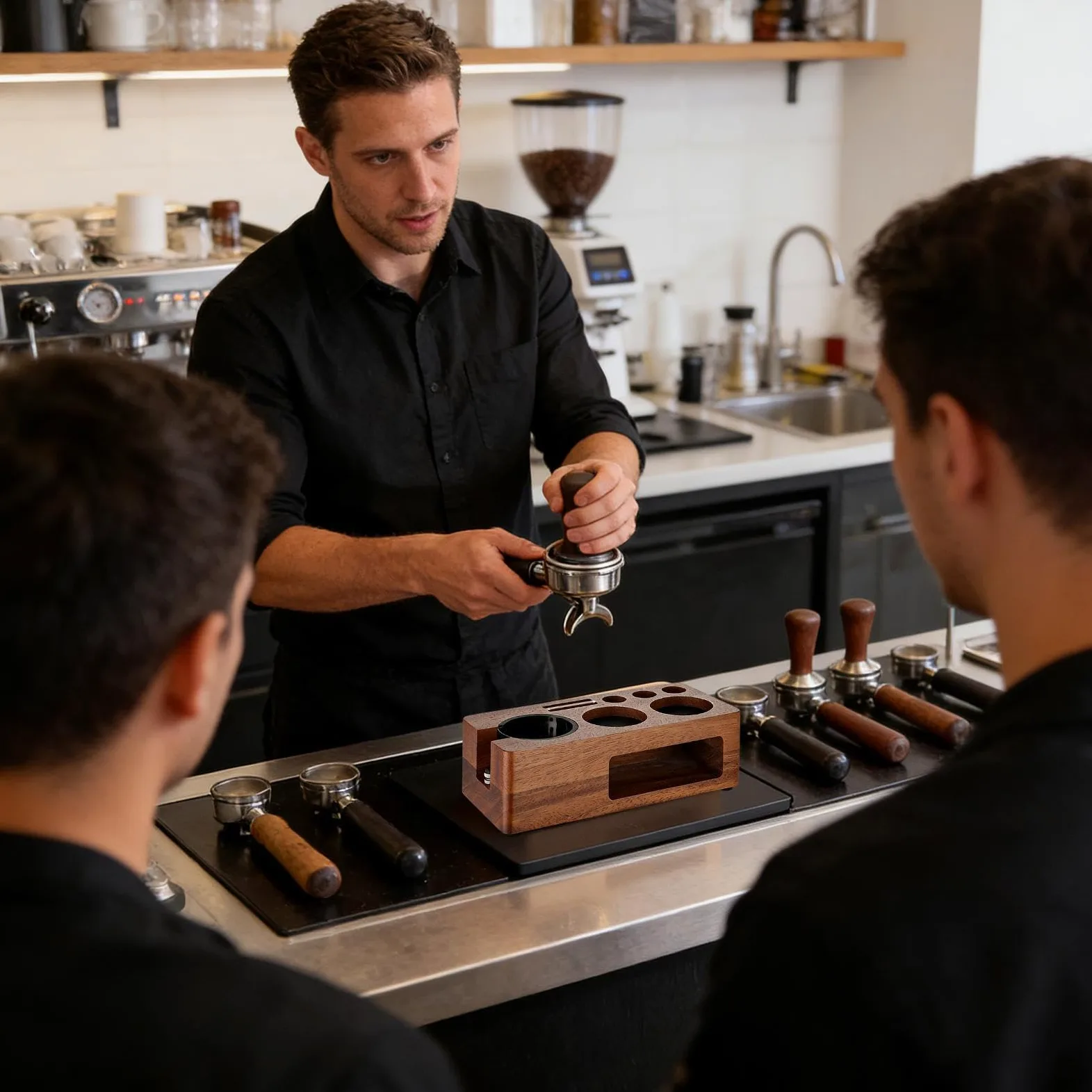 Estación De Prensado Para Café Espresso Almacenamiento Multifuncional de | Base para Tamper de Café para Hogar Cocina Dormitorio Comedor Bar Cafetería