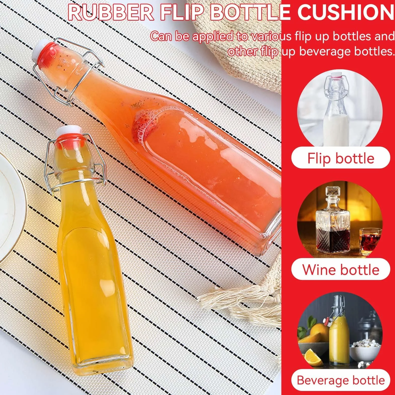 50 Piezas Juntas De Silicona, 24 MM Botella De Cerveza Con El Sombrero De Goma Rojo Con La Cubierta De Lavadora Colgante Juntas De Goma Arandelas De Goma Para La Cervecería Casera De La Botella