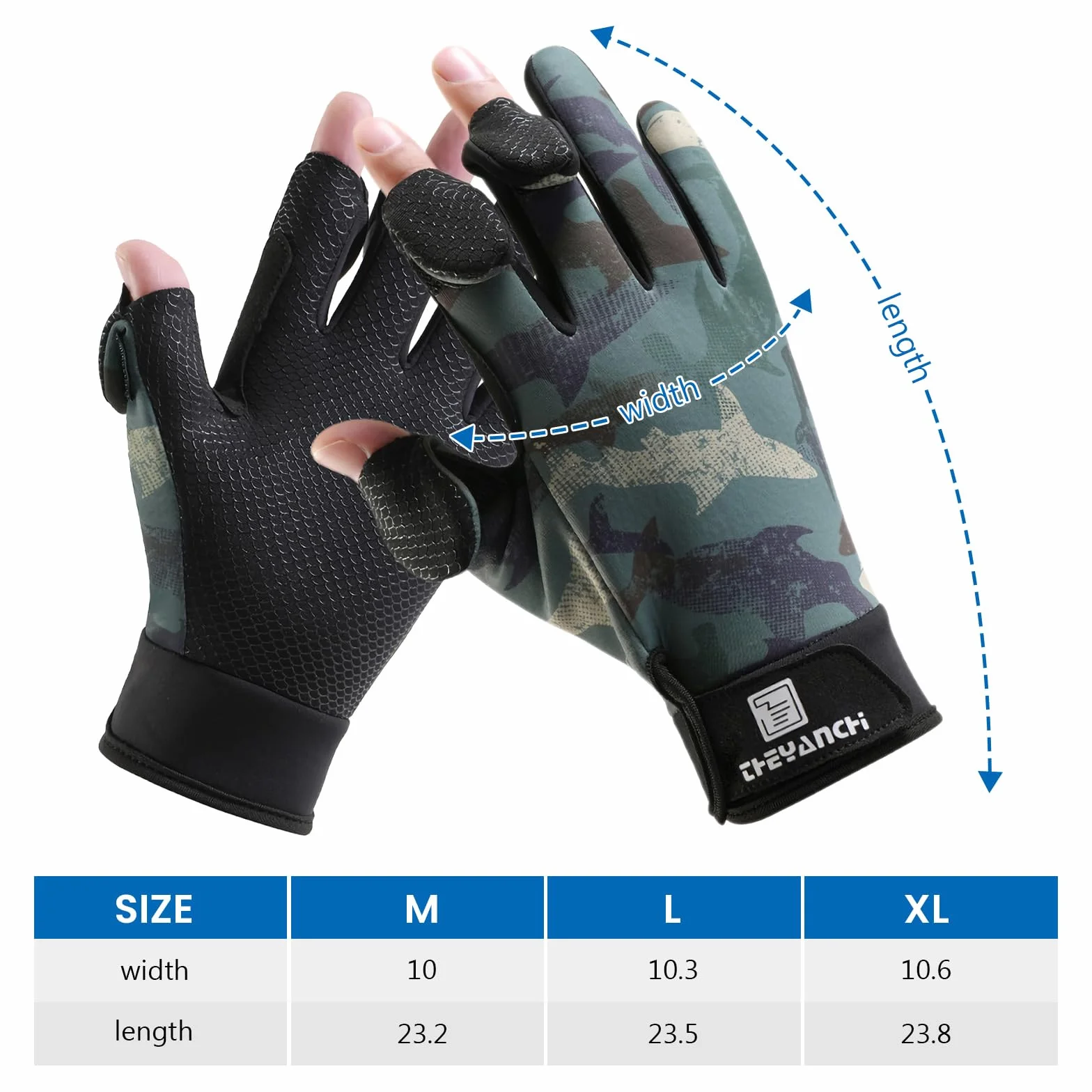 Guantes de pesca UPF50+ protección UV antideslizantes dedo completo caza hombres