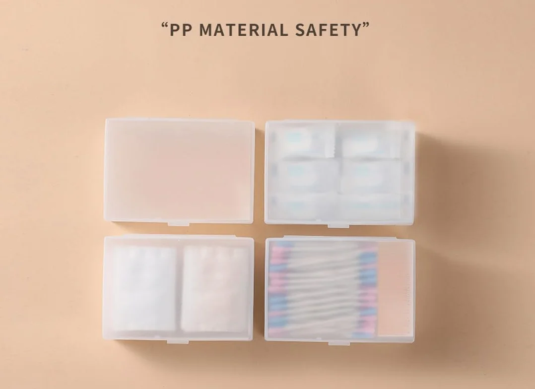 Almohadilla de algodón transparente para viaje, gran capacidad, caja de almacenamiento con material de polipropileno, hermoso diseño, multiusos (Travel storage box)