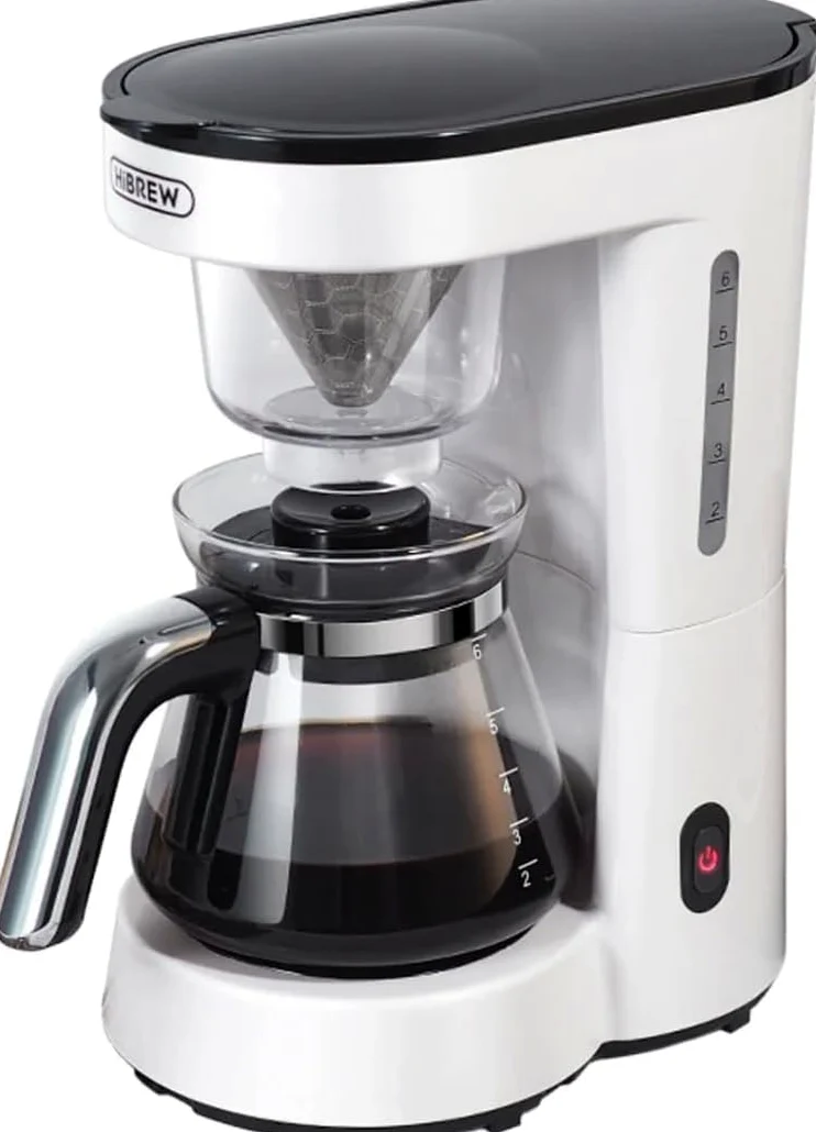 HiBREW H12 - Cafetera automática de goteo 3 en 1 y máquina de té, jarra de vidrio de 750 ml, cafetera multifunción para café por goteo, vertido y té, filtro de acero inoxidable reutilizable con