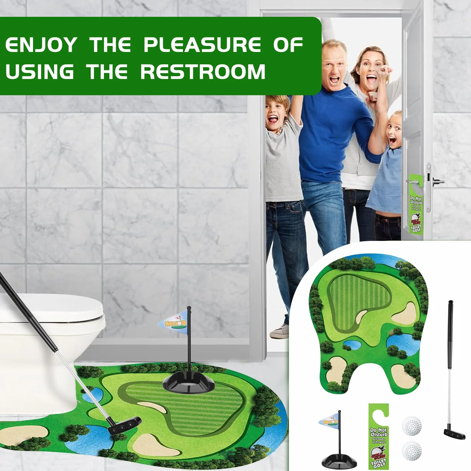 Juego de Regalo de Golf para Inodoro, Juego de Golf para el Baño, Set de Regalo de Golf Juegos de Golf para Inodoro, Juego de Golf para Inodoro para Entretenimiento Recreativo