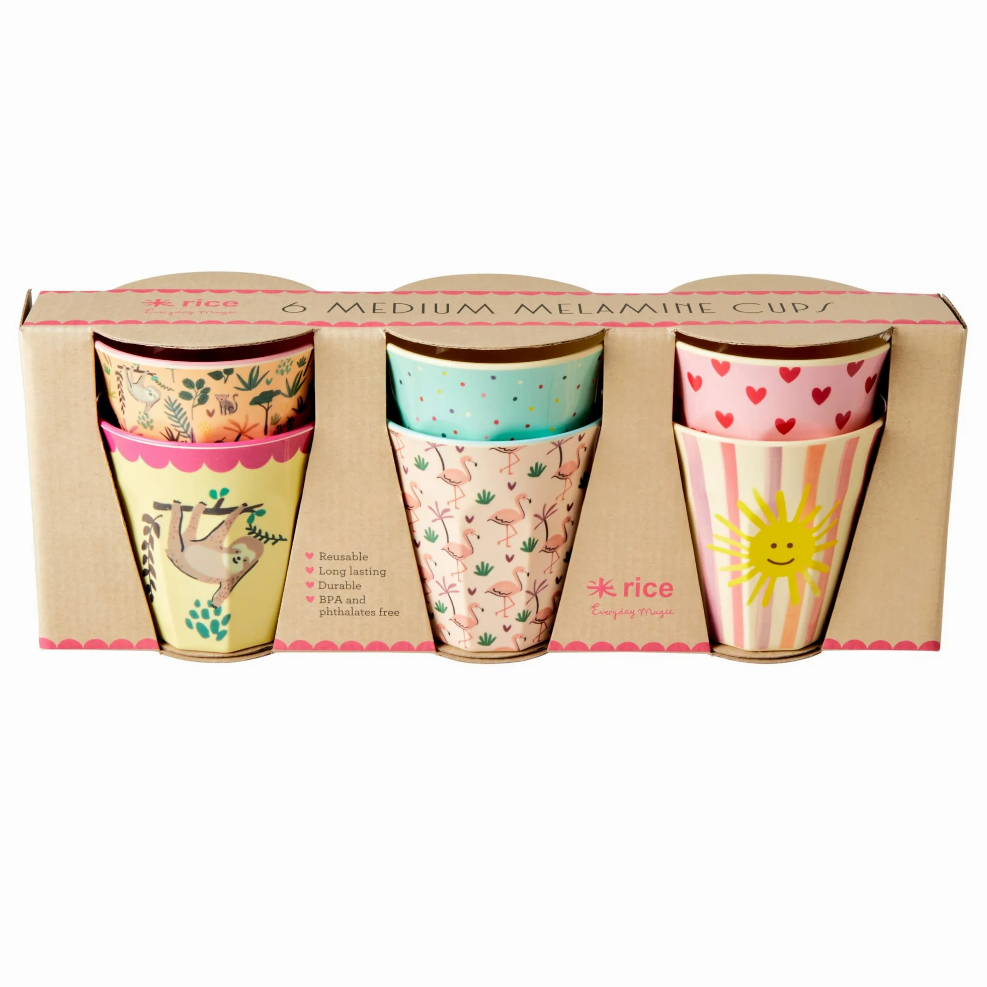 Rice - Tazas Medianas de Melamina 6 Pcs - Funky Print Multi