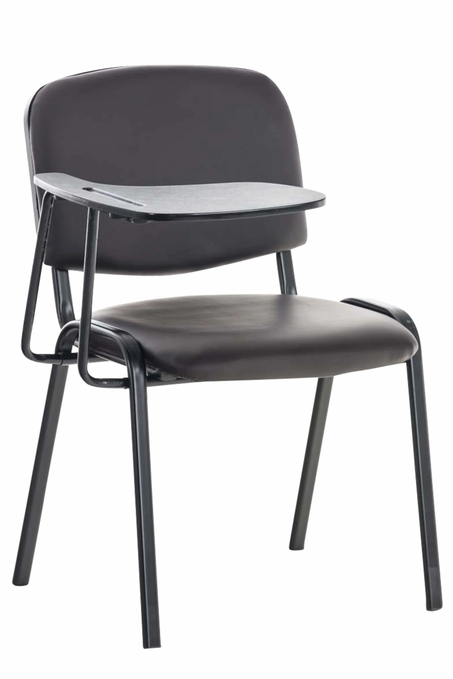 CLP Set De 4 Sillas Confidente Ken con Brazo Extensible I Sillas para Academias Tapizadas En Polipiel con Mesa Plegable, Color:marrón