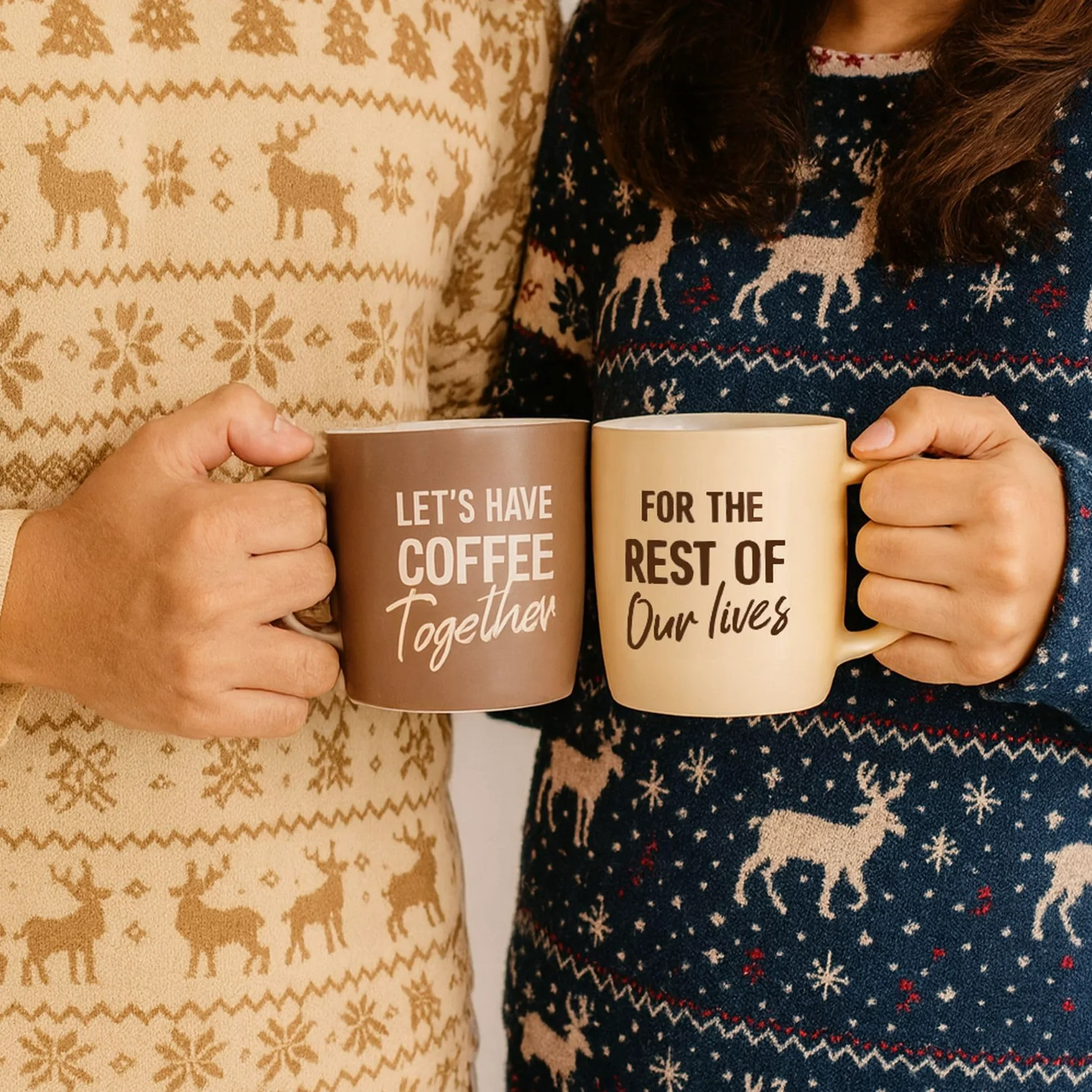 Triple Gifffted Taza de cerámica Let's Have Coffee Together para parejas, 380 ml | Taza de compromiso de boda para parejas, novios, recién casados, él y ella, Mr & Mrs, aniversario, Navidad, San Valentín
